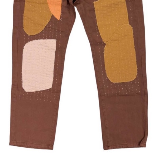 Sandrine Rose by Free People Brown (Carrub)  Patchwork Pants Size 28 - Picture 8 of 15